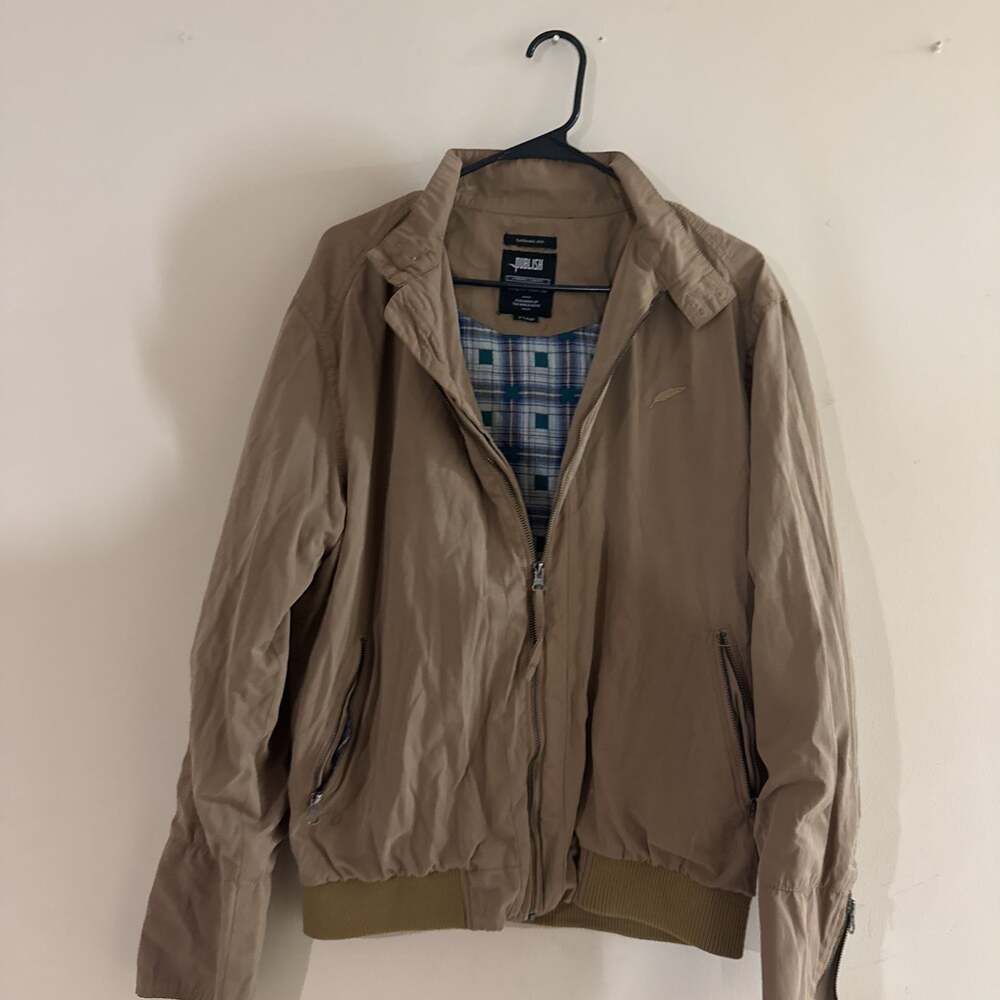 Publish Legacy Bomber Jacket Tan Plaid Lined Full Zip